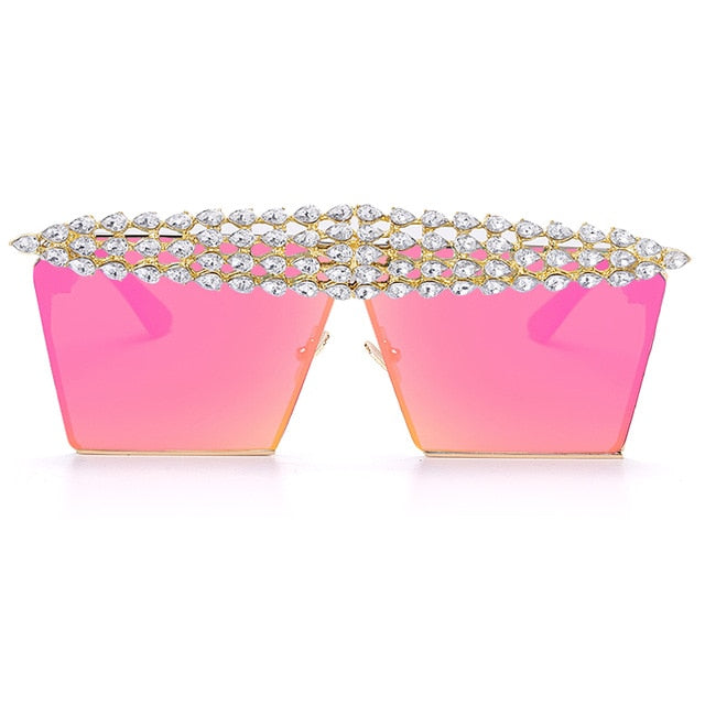 Calanovella Stylish Crystal Diamond Rhinestones Square Sunglasses