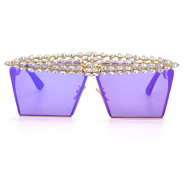 Calanovella Stylish Crystal Diamond Rhinestones Square Sunglasses