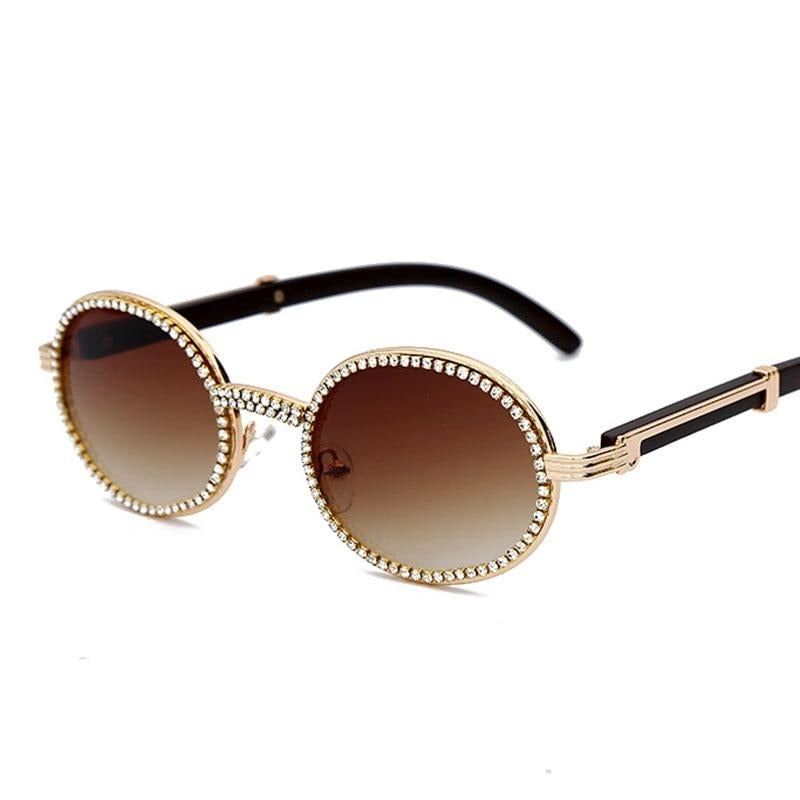 Calanovella Cool Punk Round Oval Rhinestone Sunglasses for Men Women