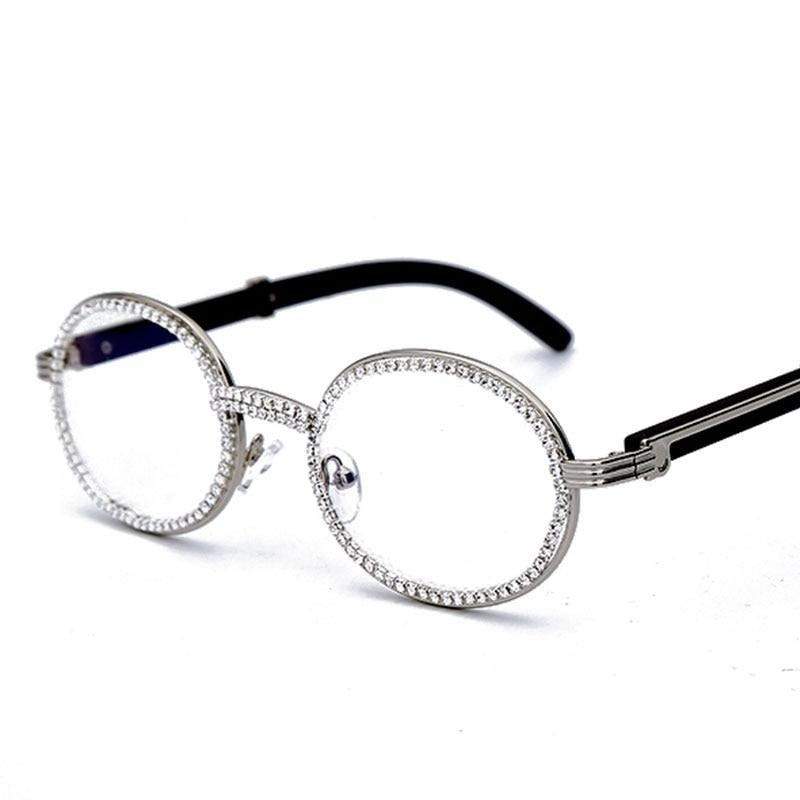 Calanovella Cool Punk Round Oval Rhinestone Sunglasses for Men Women