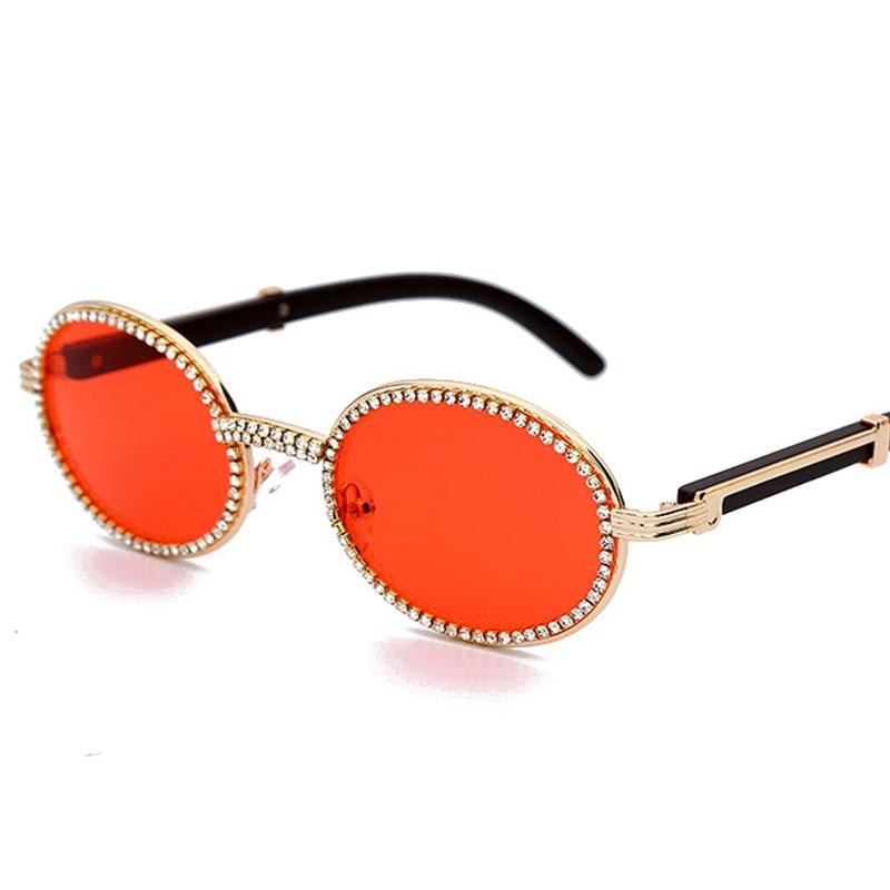 Calanovella Cool Punk Round Oval Rhinestone Sunglasses for Men Women