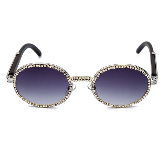 Calanovella Cool Punk Round Oval Rhinestone Sunglasses for Men Women