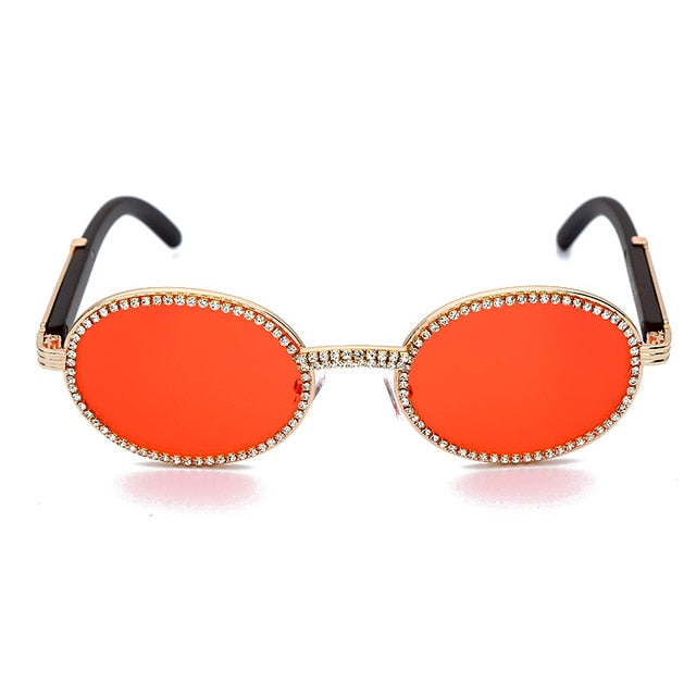 Calanovella Cool Punk Round Oval Rhinestone Sunglasses for Men Women