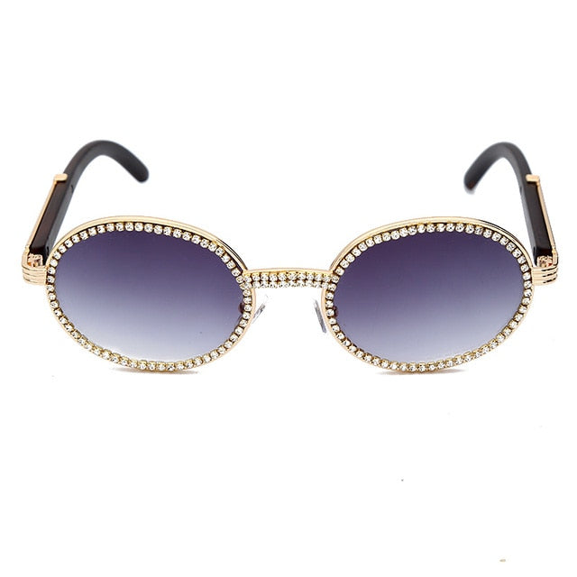 Calanovella Cool Punk Round Oval Rhinestone Sunglasses for Men Women