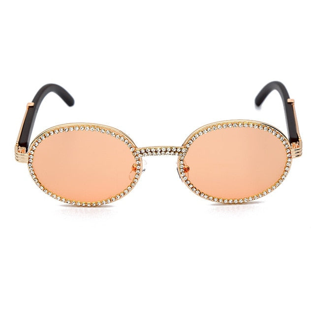 Calanovella Cool Punk Round Oval Rhinestone Sunglasses for Men Women