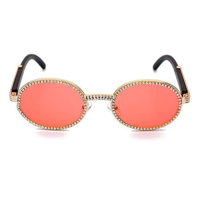 Calanovella Cool Punk Round Oval Rhinestone Sunglasses for Men Women