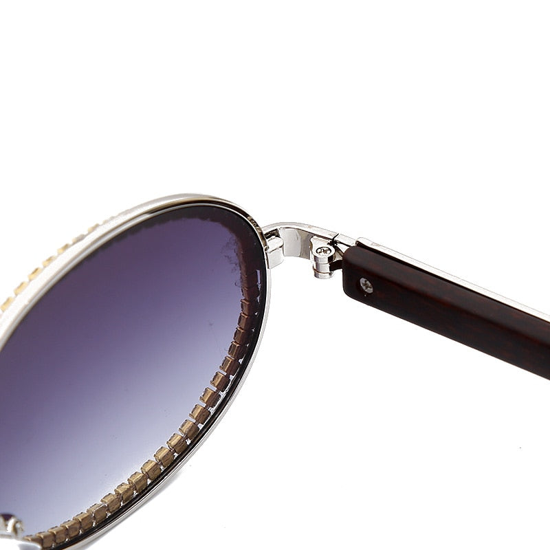 Calanovella Cool Punk Round Oval Rhinestone Sunglasses for Men Women