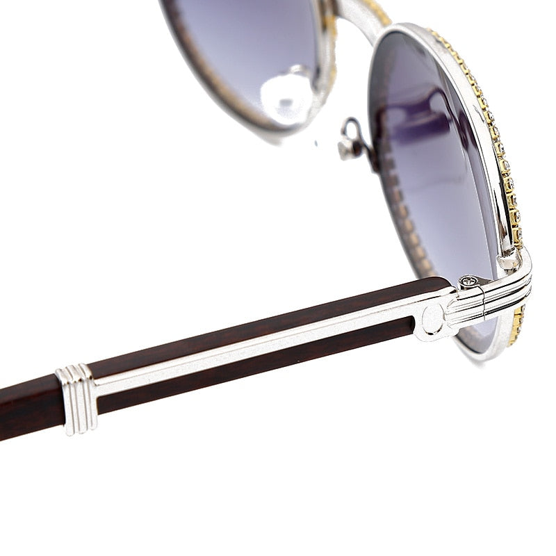 Calanovella Cool Punk Round Oval Rhinestone Sunglasses for Men Women