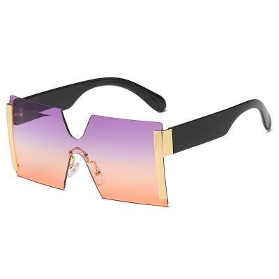 Calanovella Fashionable Oversized Square Two Toned Rimless Sunglasses for Men Women Flat Top Big One Piece Sun Glasses black,yellow,gold black,blue,leopard,gray pink,purple orange,red,pink,brown 34.99 USD