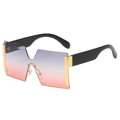 Calanovella Fashionable Oversized Square Two Toned Rimless Sunglasses for Men Women Flat Top Big One Piece Sun Glasses black,yellow,gold black,blue,leopard,gray pink,purple orange,red,pink,brown 34.99 USD