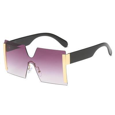 Calanovella Fashionable Oversized Square Two Toned Rimless Sunglasses for Men Women Flat Top Big One Piece Sun Glasses black,yellow,gold black,blue,leopard,gray pink,purple orange,red,pink,brown 34.99 USD