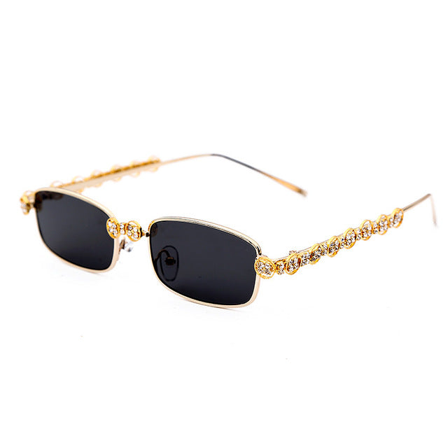 Calanovella Steampunk Diamond Glasses Fashion Diamond Sunglasses Stylish Men Women Fashion Rectangle Rhinestone Steampunk Vintage Sun Glasses UV400 silver black,red,pink,gold black,yellow,light brown,gold clear 34.99 USD