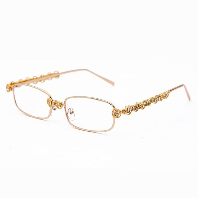 Calanovella Steampunk Diamond Glasses Fashion Diamond Sunglasses Stylish Men Women Fashion Rectangle Rhinestone Steampunk Vintage Sun Glasses UV400 silver black,red,pink,gold black,yellow,light brown,gold clear 34.99 USD