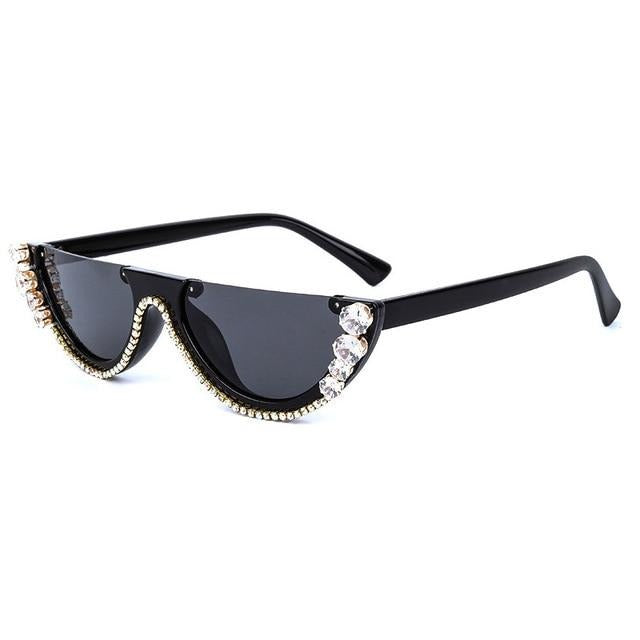 Calanovella Trendy Cat Eye Crystal Diamond Rhinestones Sunglasses