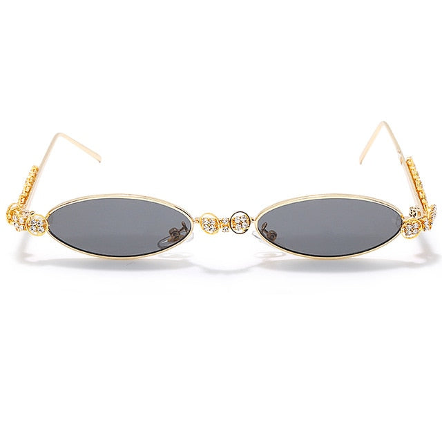 Calanovella Stylish Small Oval Crystal Rhinestones Sunglasses