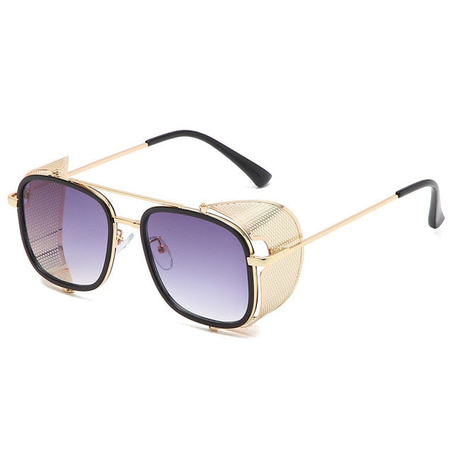 Calanovella Steampunk Square Sunglasses Men Women Oversize Punk Driving Sun Glasses UV400 Eyewear Metal Frames