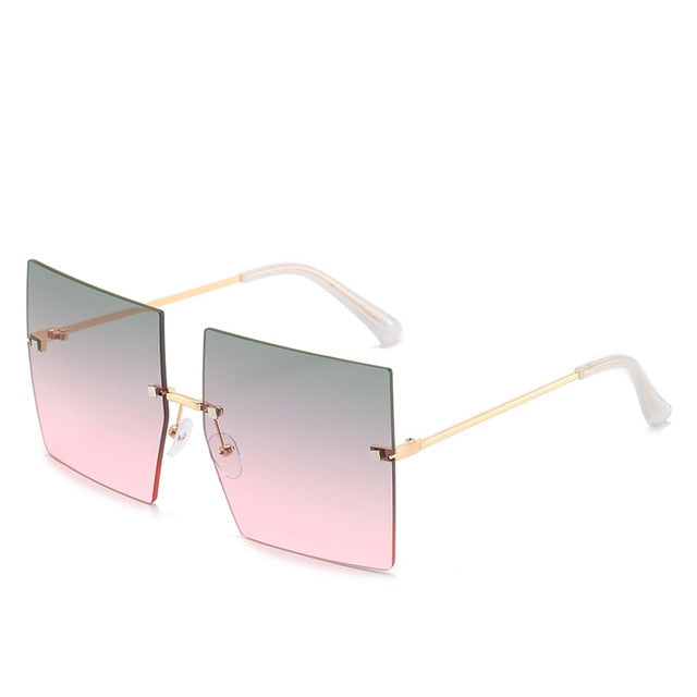 Calanovella Trendy Oversized Square Two Toned Rimless Sunglasses for Men Women 2020 Fashionable Men Women’s Big Square Sunglasses UV400 black,brown,red,purple pink,gray pink 34.99 USD