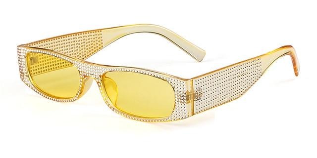 Calanovella Stylish Vintage Narrow Rectangle Sunglasses for Men Women Cool Tint Rectangular Square New Classic Bling Sun Glasses yellow,pink,black gold,silver,gray,red,purple,black,black clear,brown 34.99 USD