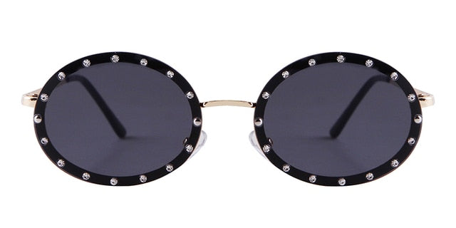 Calanovella Cool Small Oval Rivet Frame Steampunk Sunglasses UV400