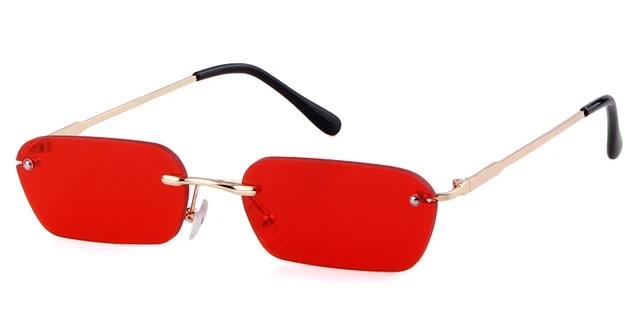 Calanovella Cool Two Toned Rimless Rectangle Sunglasses for Men Women 2020 Vintage 90s Metal Lightly Tinted Lens Sun Glasses black,red,blue,yellow,brown,clear 39.99 USD