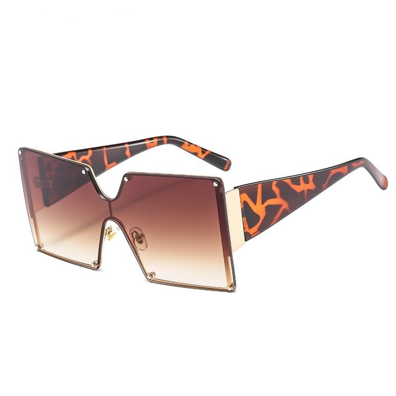 Calanovella Trendy Vintage Fashion Big Square Oversized Sunglasses for Men Women Cool Two Toned Rimless Eighties Retro Oversize Leopard Big Square Frame Shades UV400 black,pink,purple,blue,leopard brown 39.99 USD