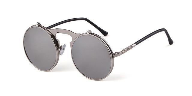 Calanovella Round Clip On Sunglasses Men Steampunk Goggles Flip Up Lens Sun Glasses - Calanovella.com