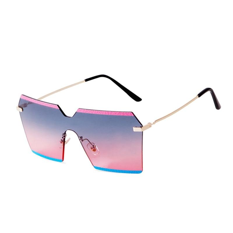 Calanovella Stylish Oversized Square Two Toned Rimless Sunglasses for Men Women 2020 Gradient Color Big Frame Flat Top Lens Men Women’s Sun Glasses UV400 black,brown,purple,blue,gray 39.99 USD