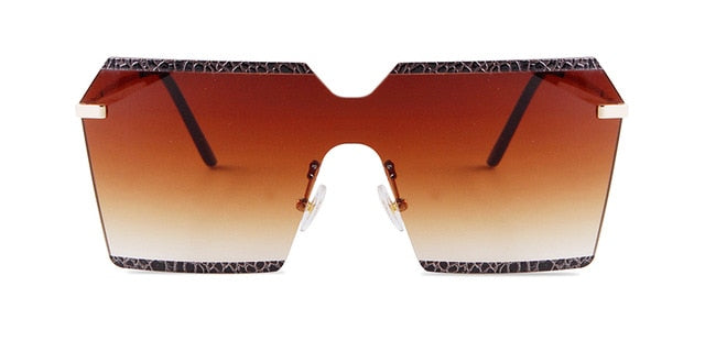 Calanovella Stylish Oversized Square Two Toned Rimless Sunglasses for Men Women 2020 Gradient Color Big Frame Flat Top Lens Men Women’s Sun Glasses UV400 black,brown,purple,blue,gray 39.99 USD