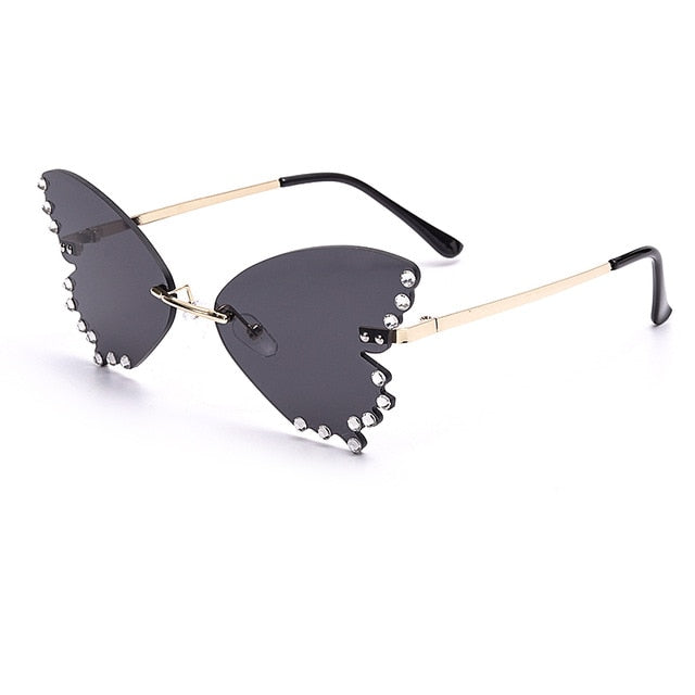 Calanovella Fancy Funky Butterfly Sunglasses for Men Women Flame Sun Glasses with Rhinestones black,red,yellow,blue,light yellow,pink,purple 39.99 USD