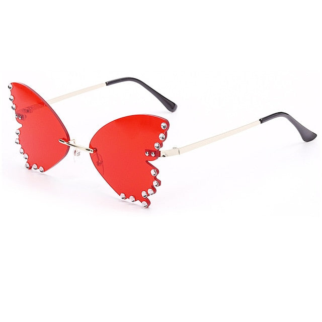 Calanovella Fancy Funky Butterfly Sunglasses for Men Women Flame Sun Glasses with Rhinestones black,red,yellow,blue,light yellow,pink,purple 39.99 USD