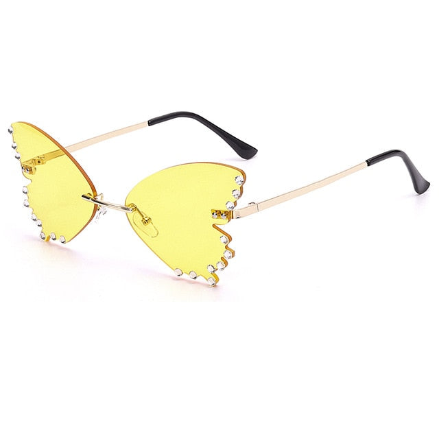 Calanovella Fancy Funky Butterfly Sunglasses for Men Women Flame Sun Glasses with Rhinestones black,red,yellow,blue,light yellow,pink,purple 39.99 USD