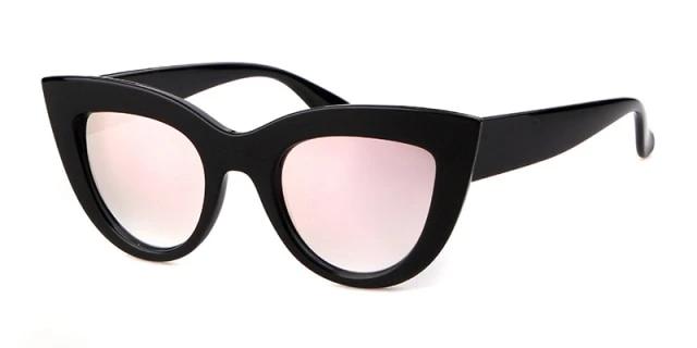 Calanovella Vintage Cat Eye Sunglasses Designer Frosted Frame Retro Trendy Black Sun Glasses UV400