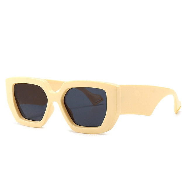 Calanovella Trendy Chunky Square Oversized Thick Wide Arm Sunglasses