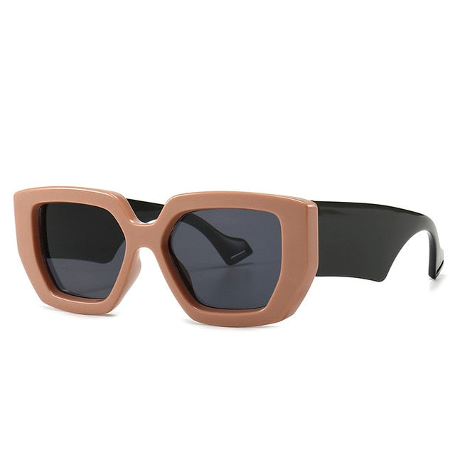 Calanovella Trendy Chunky Square Oversized Thick Wide Arm Sunglasses