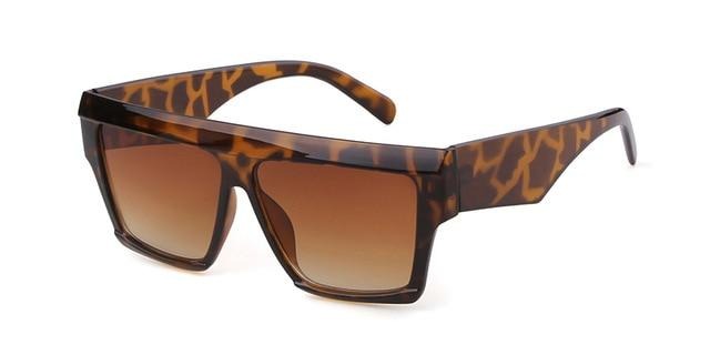 Calanovella Oversized Wide Arm Leopard Square Sunglasses for Women