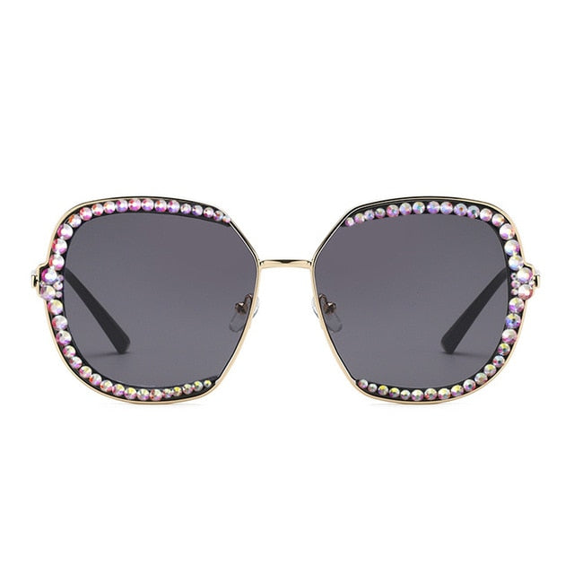 Calanovella Stylish Crystal Diamond Rhinestones Oversized Sunglasses