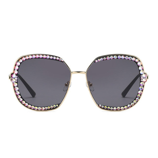 Calanovella Stylish Crystal Diamond Rhinestones Oversized Sunglasses UV400