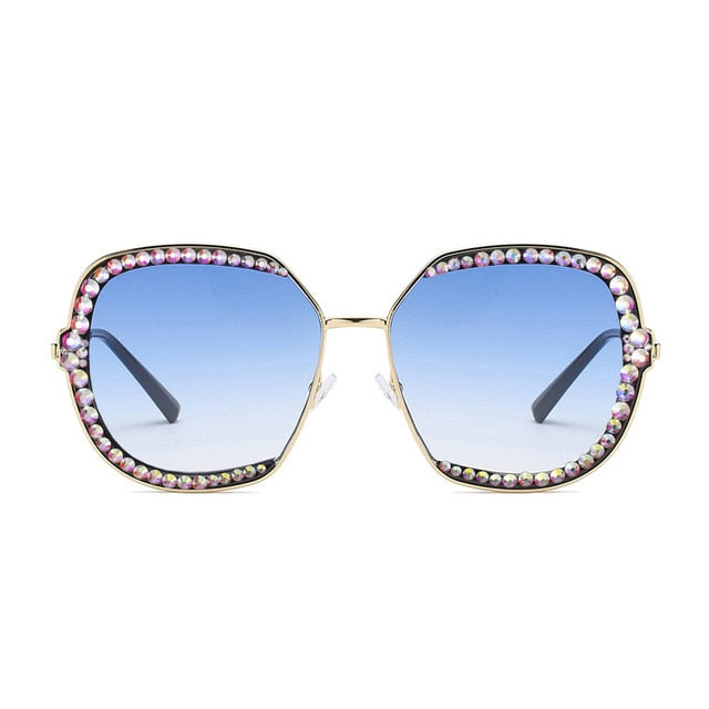 Calanovella Stylish Crystal Diamond Rhinestones Oversized Sunglasses