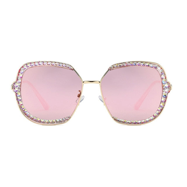 Calanovella Stylish Crystal Diamond Rhinestones Oversized Sunglasses