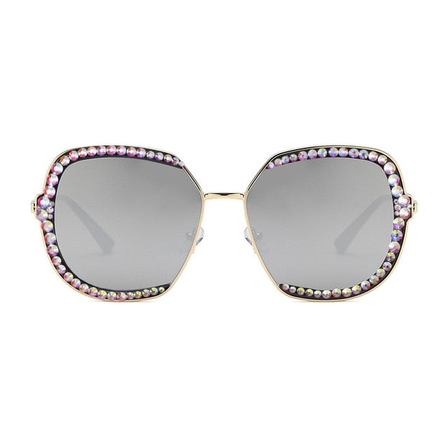 Calanovella Stylish Crystal Diamond Rhinestones Oversized Sunglasses