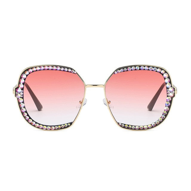 Calanovella Stylish Crystal Diamond Rhinestones Oversized Sunglasses