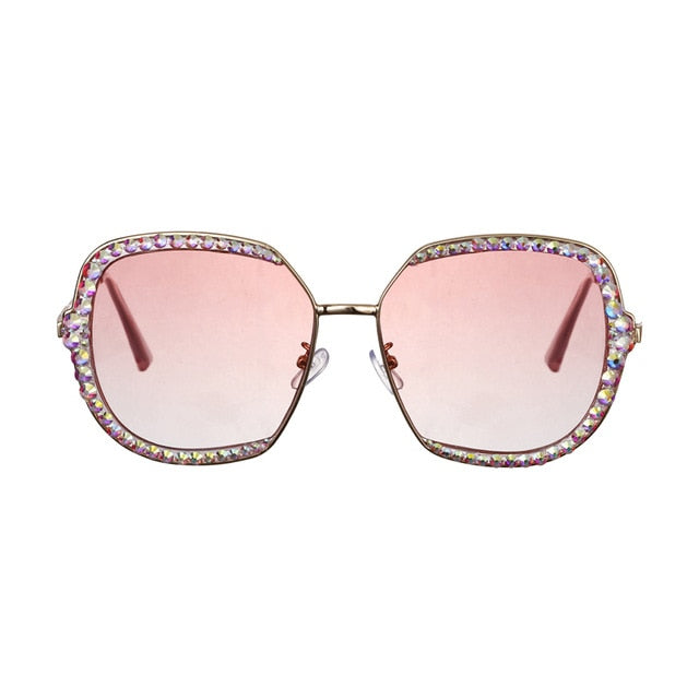 Calanovella Stylish Crystal Diamond Rhinestones Oversized Sunglasses
