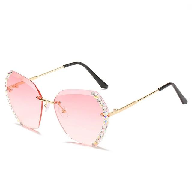 Calanovella Stylish Crystal Diamond Rhinestones Oversized Sunglasses