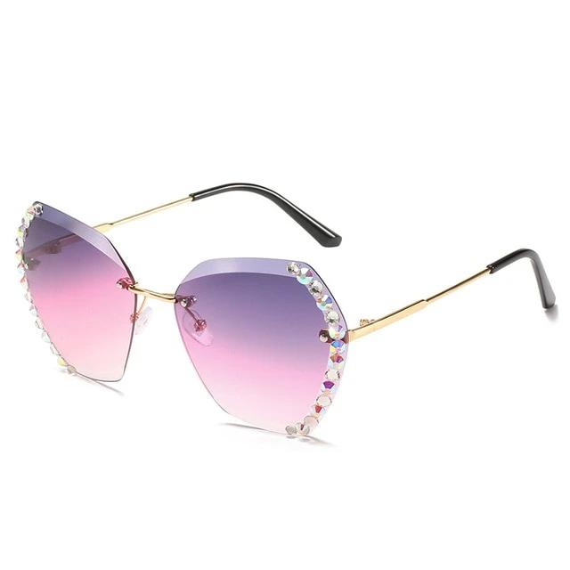 Calanovella Stylish Crystal Diamond Rhinestones Oversized Sunglasses