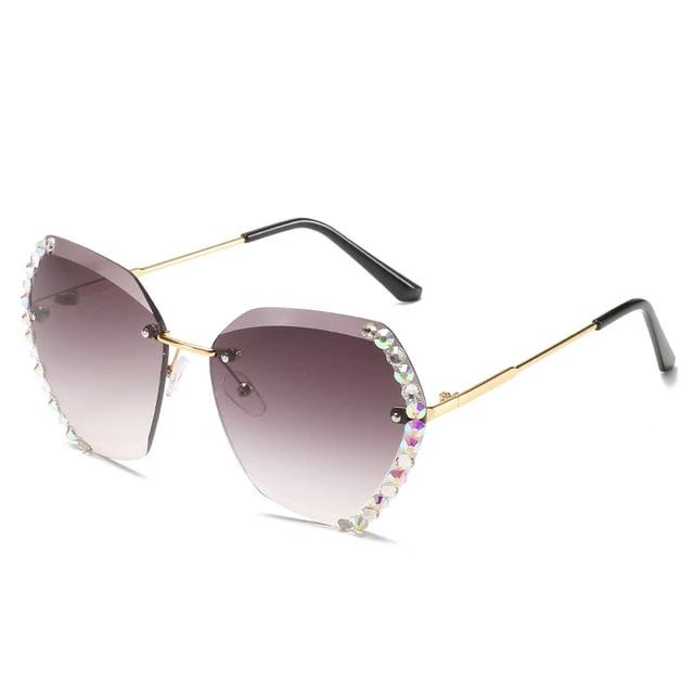 Calanovella Stylish Crystal Diamond Rhinestones Oversized Sunglasses