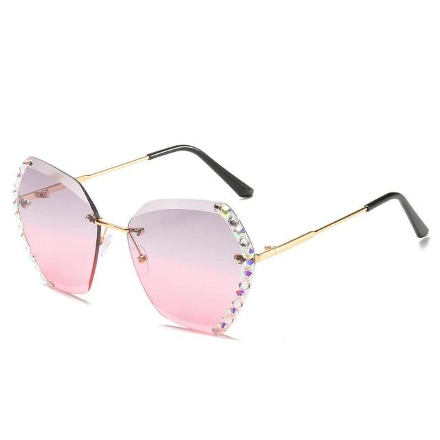 Calanovella Stylish Crystal Diamond Rhinestones Oversized Sunglasses