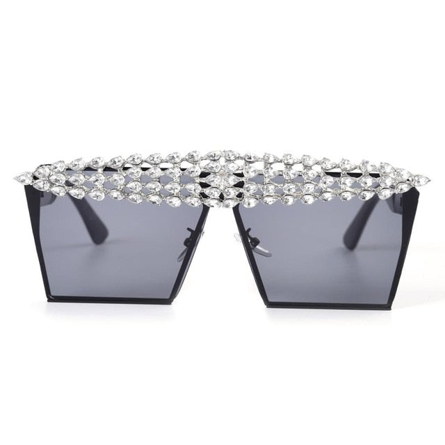 Calanovella Stylish Crystal Diamond Rhinestones Square Sunglasses