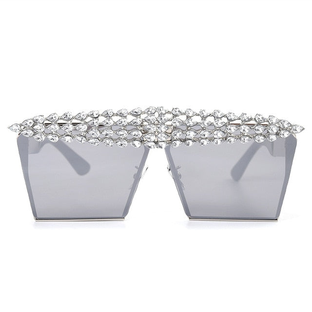 Calanovella Stylish Crystal Diamond Rhinestones Square Sunglasses