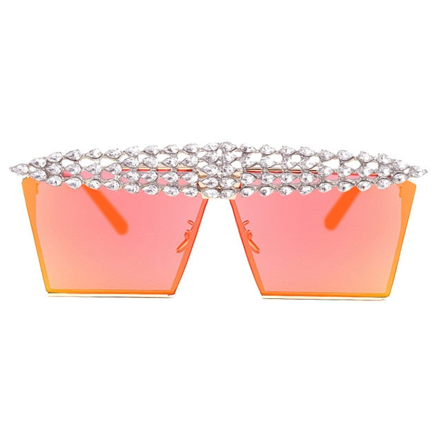 Calanovella Stylish Crystal Diamond Rhinestones Square Sunglasses