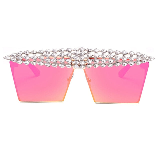 Calanovella Stylish Crystal Diamond Rhinestones Square Sunglasses